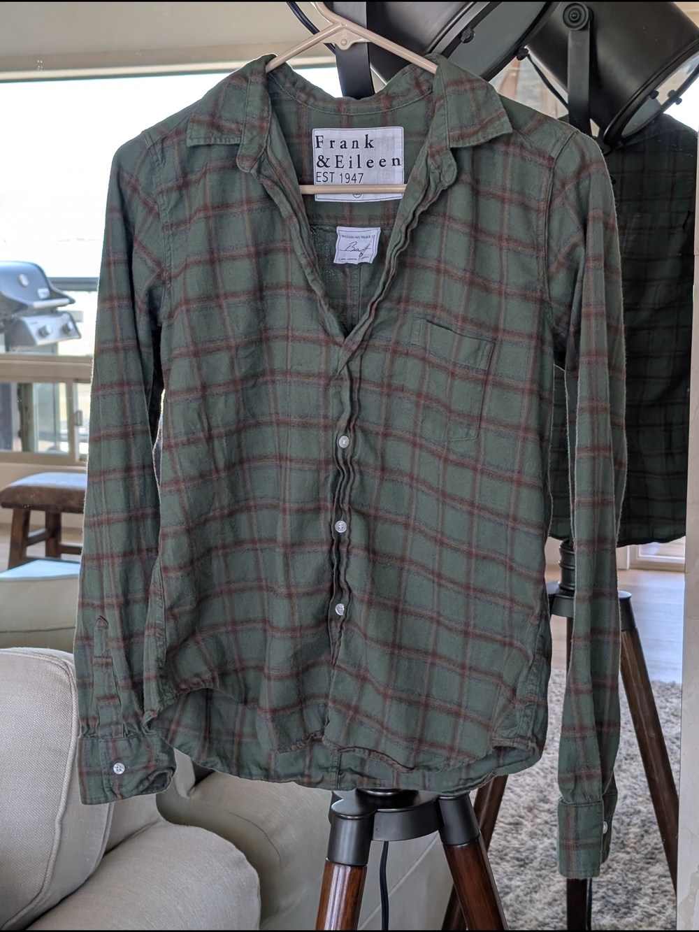 Frank & Eileen Olive Green Plaid Button-Down Shirt